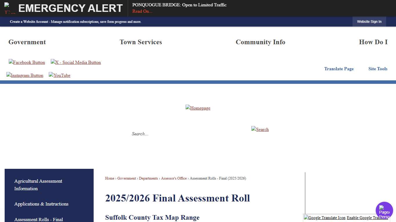 2025/2026 Final Assessment Roll | Southampton, NY - Official Website