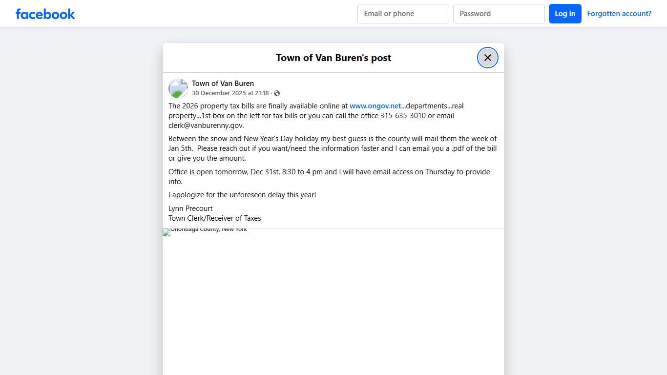 The 2026 property tax bills are... - Town of Van Buren | Facebook